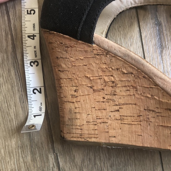 Toms Canvas Strappy Wedge Sandals Black Size 8 - Picture 9 of 10